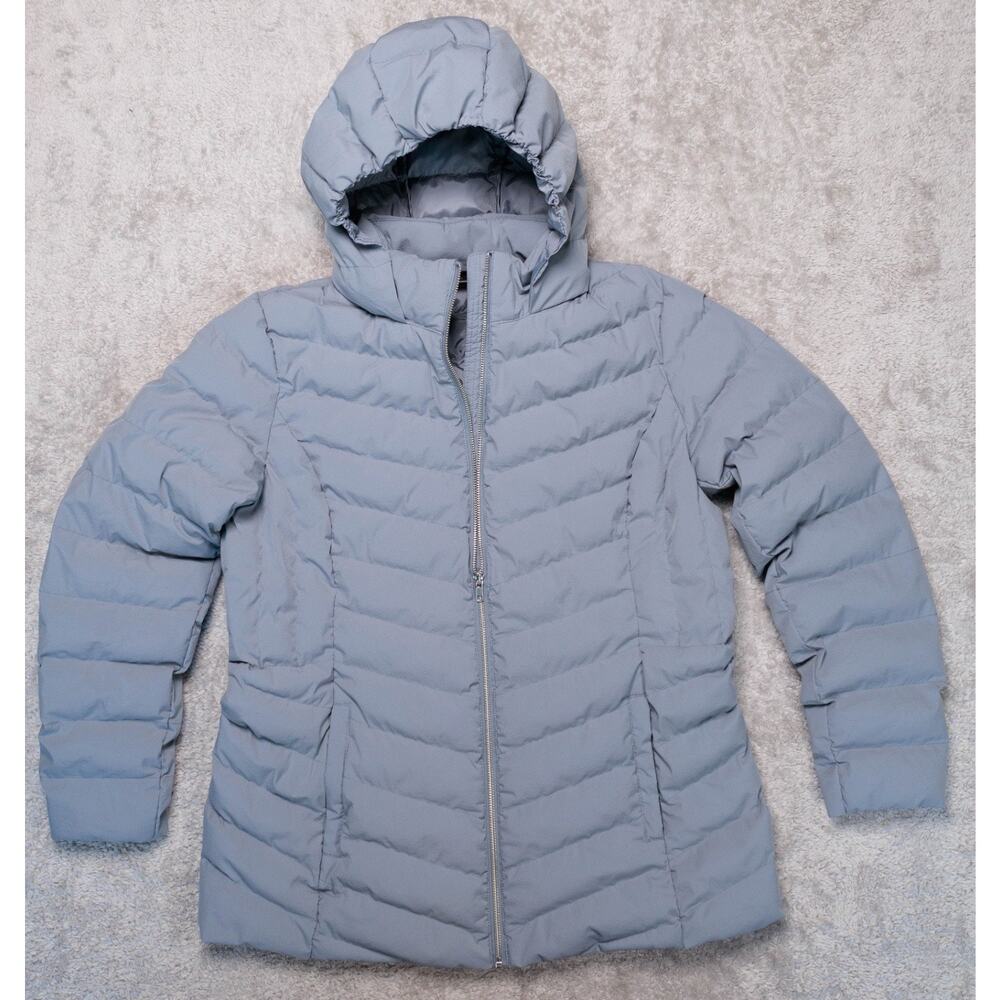 32 Degrees Heat Gray Hooded Puffer Jacket Coat Womens Size L